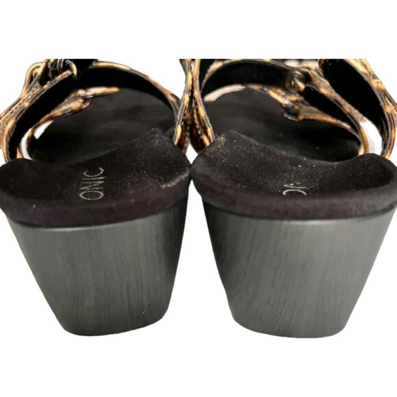 Vionic Vegan Leopard Park Wedge Triple Strap Sandal - 7 WIDE - Picture 7 of 11
